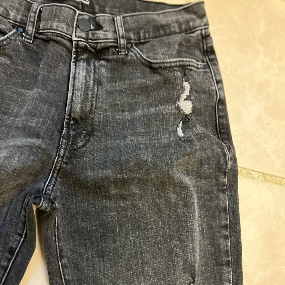 a.n.a a new approach , high rise straight black wash distressed jeans - Picture 7 of 11